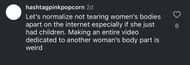 The comment section under @livebitez's post about the rapper clapping back at a TikTok user's comment on her body. (Image via X/@livebitez)